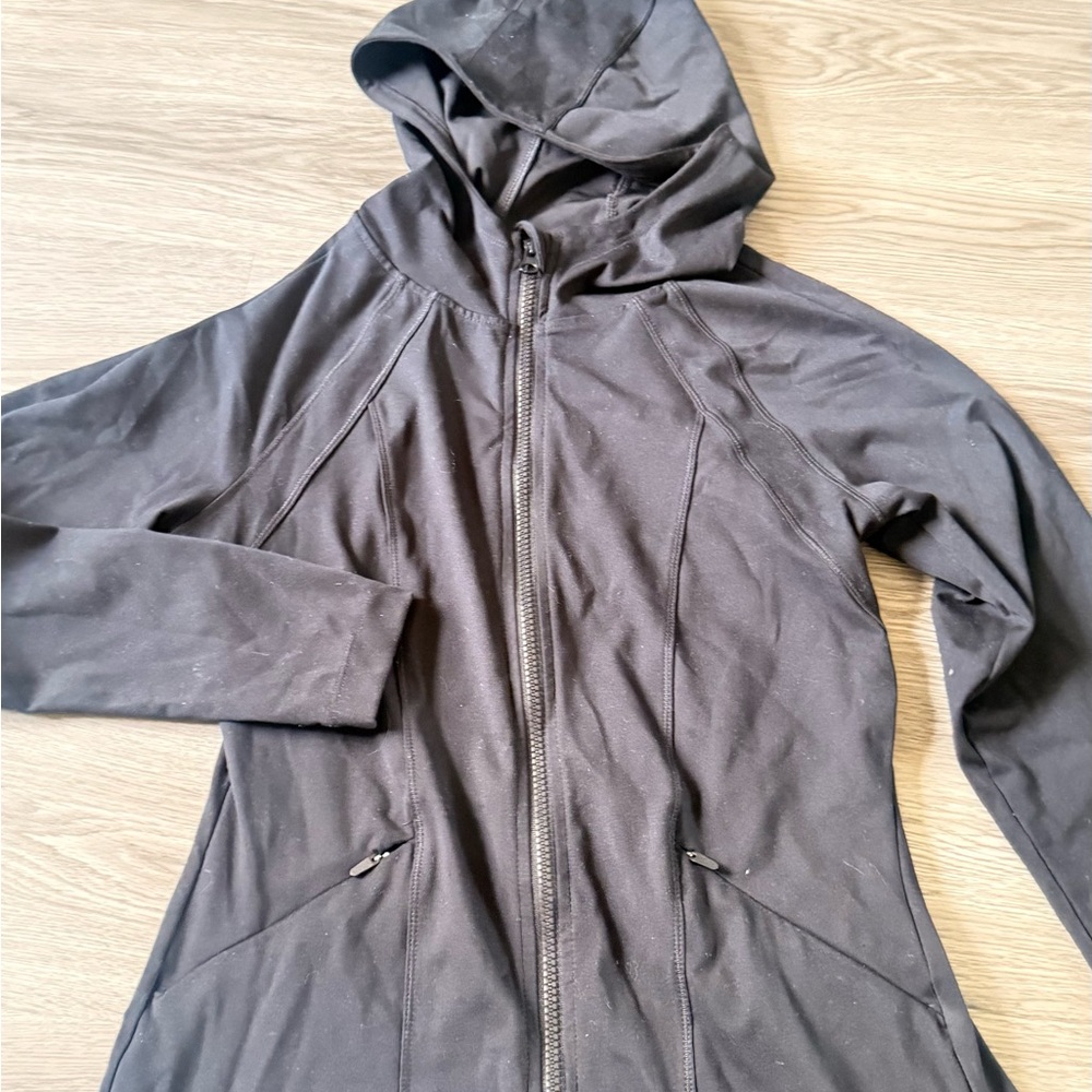 Black Hooded Zip-Up Jacket